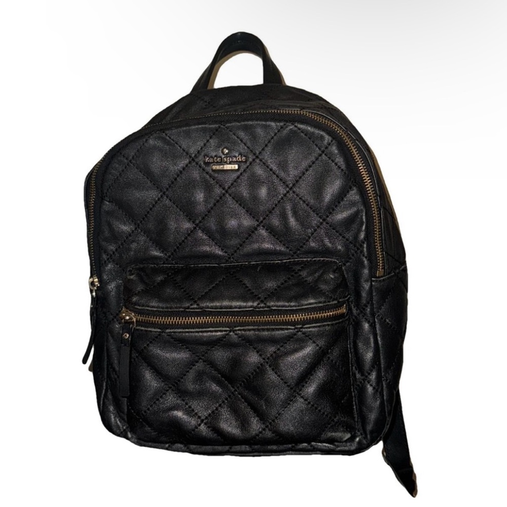 Kate Spade New York quilted black leather backpack with gold hardware
